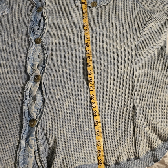 BiBi Light Blue Waffle Textured Oversize Shirt - Picture 5 of 6